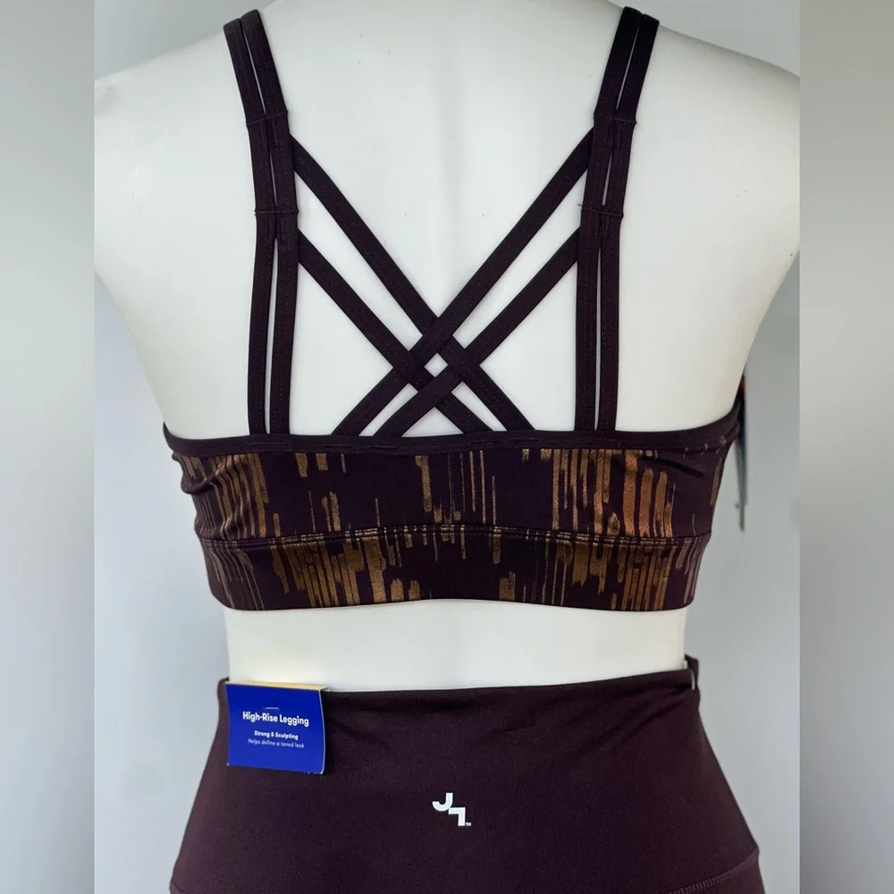 JoyLab 2pc Strappy Back Shine Sports Bra, High-Waisted 7/8 Shine Leggings Size:S - Picture 11 of 16
